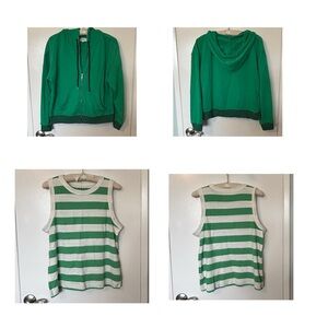 LOFT Green and White Striped Top with LOFT LOU & GREY Green and Navy Hoodie set.